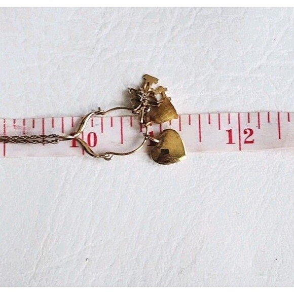 Vintage Sterling Silver Vermeil Charm Holder Necklace Heart Butterfly Number 1 - Picture 9 of 10